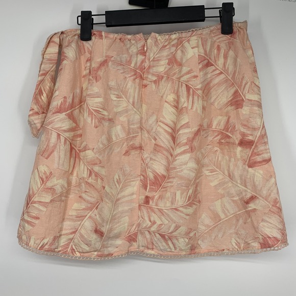 Show Me Your Mumu Iva Wrap Skirt Linen Blend Leaf Print Tie Waist - Picture 8 of 12